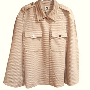 Anne Klein Tan Chevron Knit Poncho/Cape Jacket Size L
